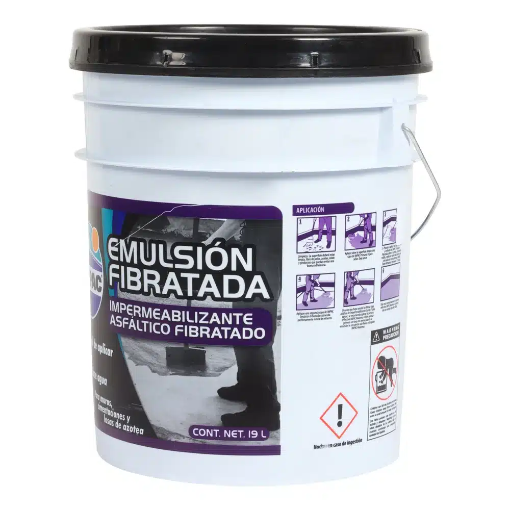IMPERMEABILIZANTE ASFÁLTICO FIBRATADO IMPAC EMULSIÓN FIBRATADA NEGRO 19 L - Imagen 3