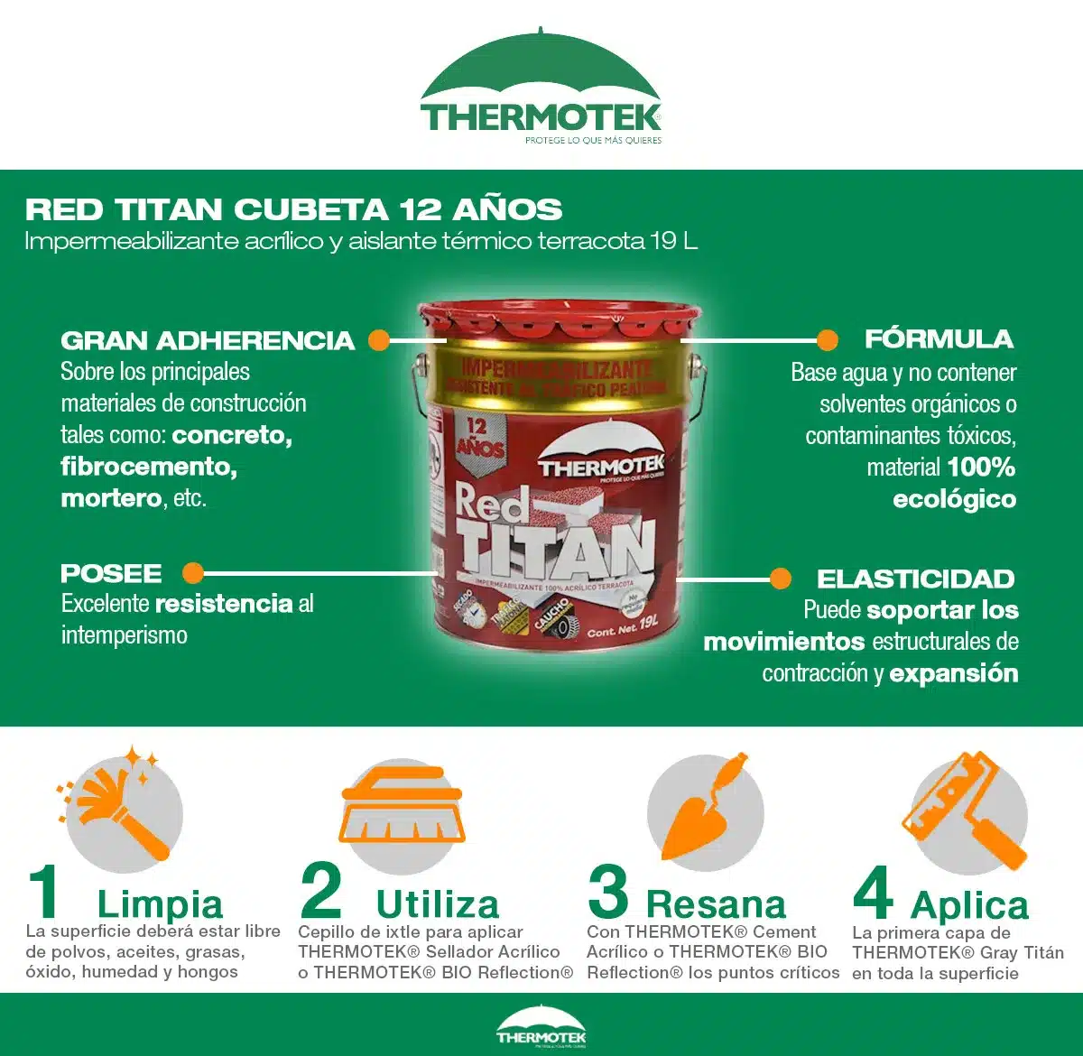 IMPERMEABILIZANTE PARA TRÁNSITO PEATONAL RED TITAN 19 L - Imagen 3