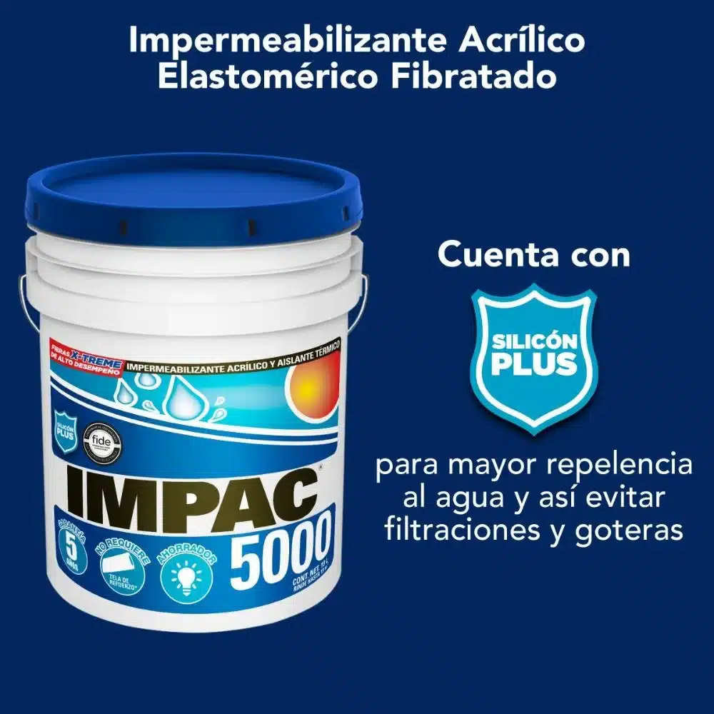 IMPERMEABILIZANTE ACRÍLICO FIBRATADO BLANCO 5 AÑOS IMPAC 5000 19 L - Imagen 5