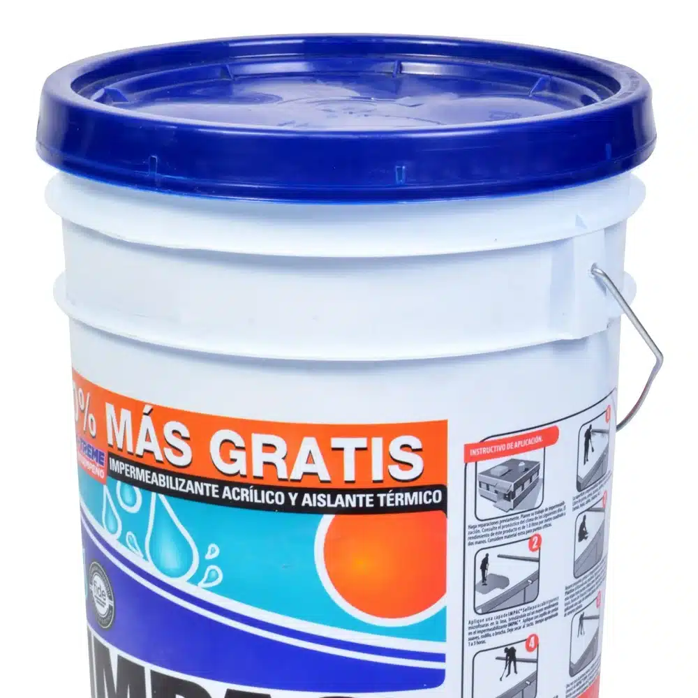 IMPERMEABILIZANTE ACRÍLICO ELASTOMÉRICO FIBRATADO BLANCO 5 AÑOS IMPAC 5000 22.8 L - Imagen 3