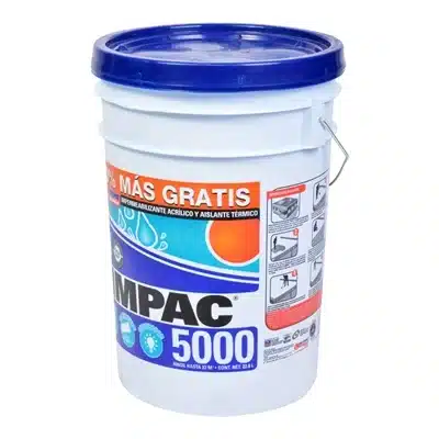 IMPERMEABILIZANTE ACRÍLICO ELASTOMÉRICO FIBRATADO BLANCO 5 AÑOS IMPAC 5000 22.8 L - Imagen 4