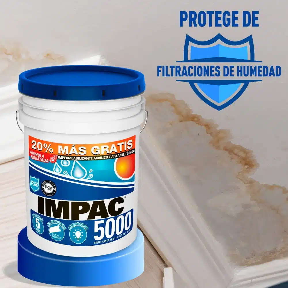 IMPERMEABILIZANTE ACRÍLICO ELASTOMÉRICO FIBRATADO TERRACOTA 5 AÑOS IMPAC 5000 22.8 L - Imagen 6