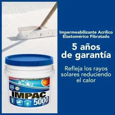 IMPERMEABILIZANTE ACRÍLICO FIBRATADO BLANCO 5 AÑOS IMPAC 5000 3.8 L - Imagen 4