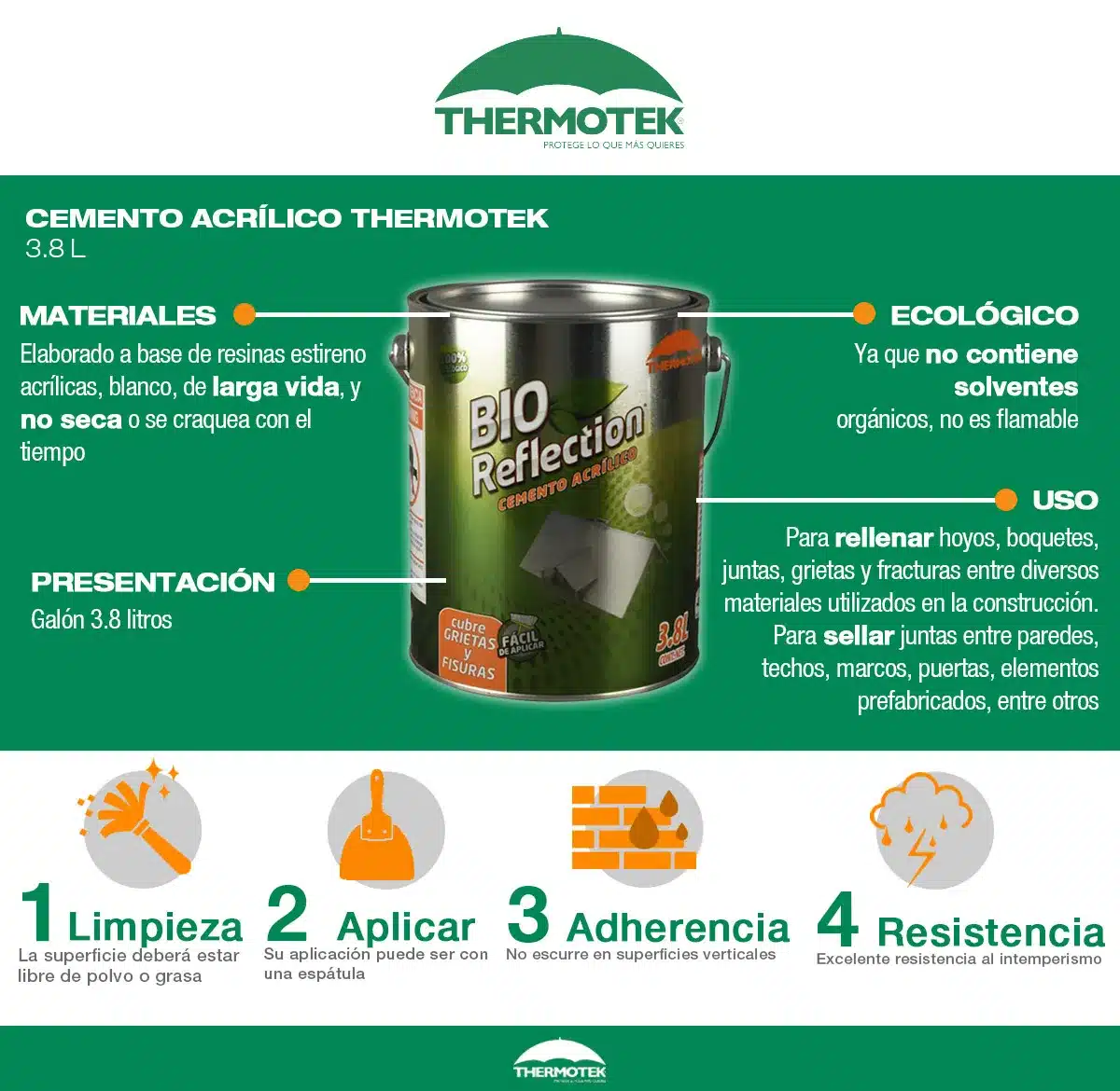 CEMENTO ACRÍLICO THERMOTEK 3.8 L - Imagen 3